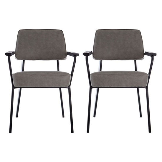 Daloa Ash Soft Faux Leather Armchairs In Pair