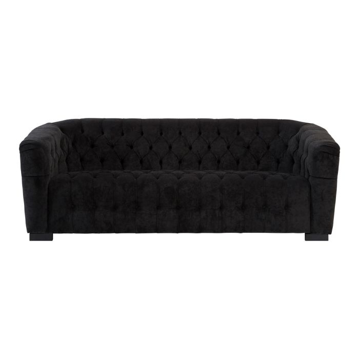 Fausta Fabric 3 Seater Sofa In Black With Black Wooden Feets