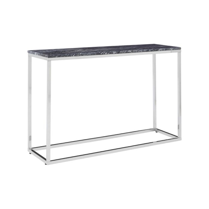 Anaco Marble Top Console Table In Black With Chrome Metal Frame