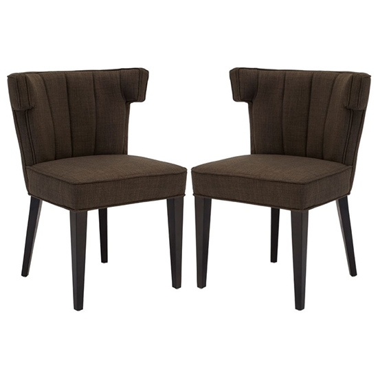 Orton Grey Linen Fabric Dining Chairs With Black Wooden Legs In Pair
