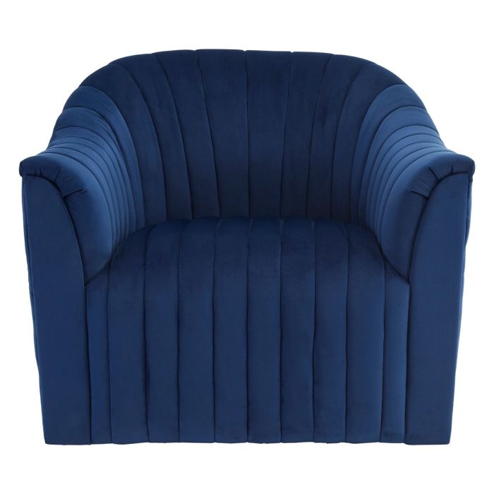 Odate Velvet Upholstered Armchair In Deep Blue