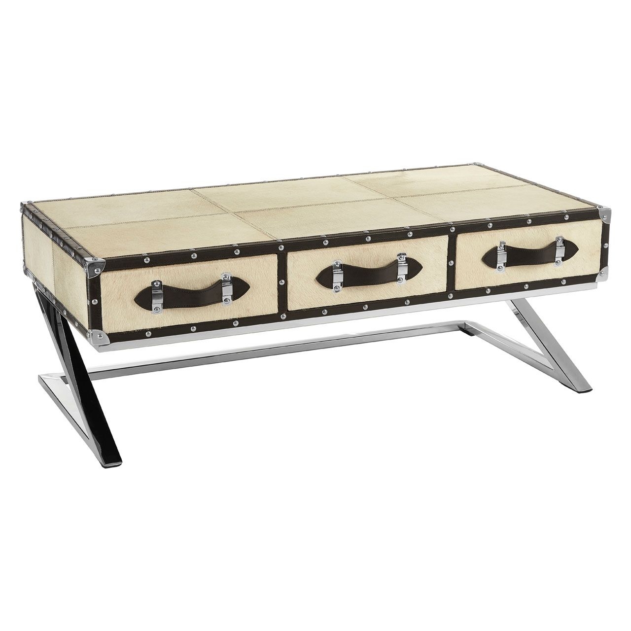 Kensington Townhouse Genuine Leather Coffee Table In Cream