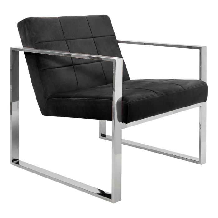 Vista Velvet Upholstered Cocktail Armchair In Black
