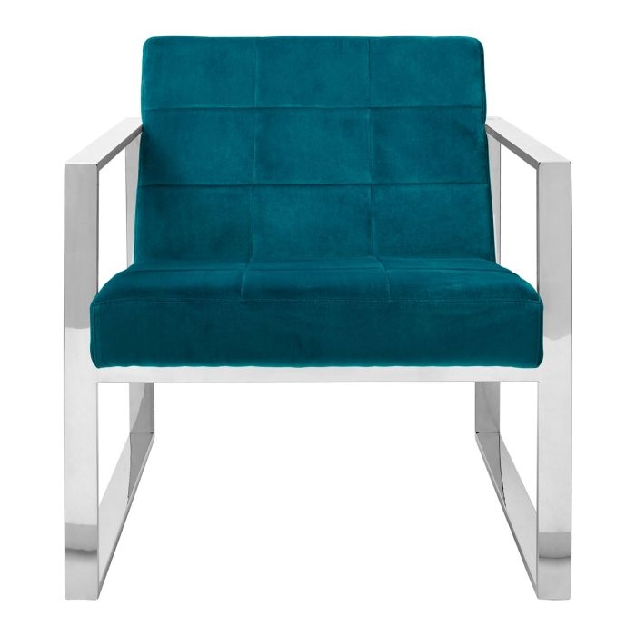 Vista Velvet Upholstered Cocktail Armchair In Teal