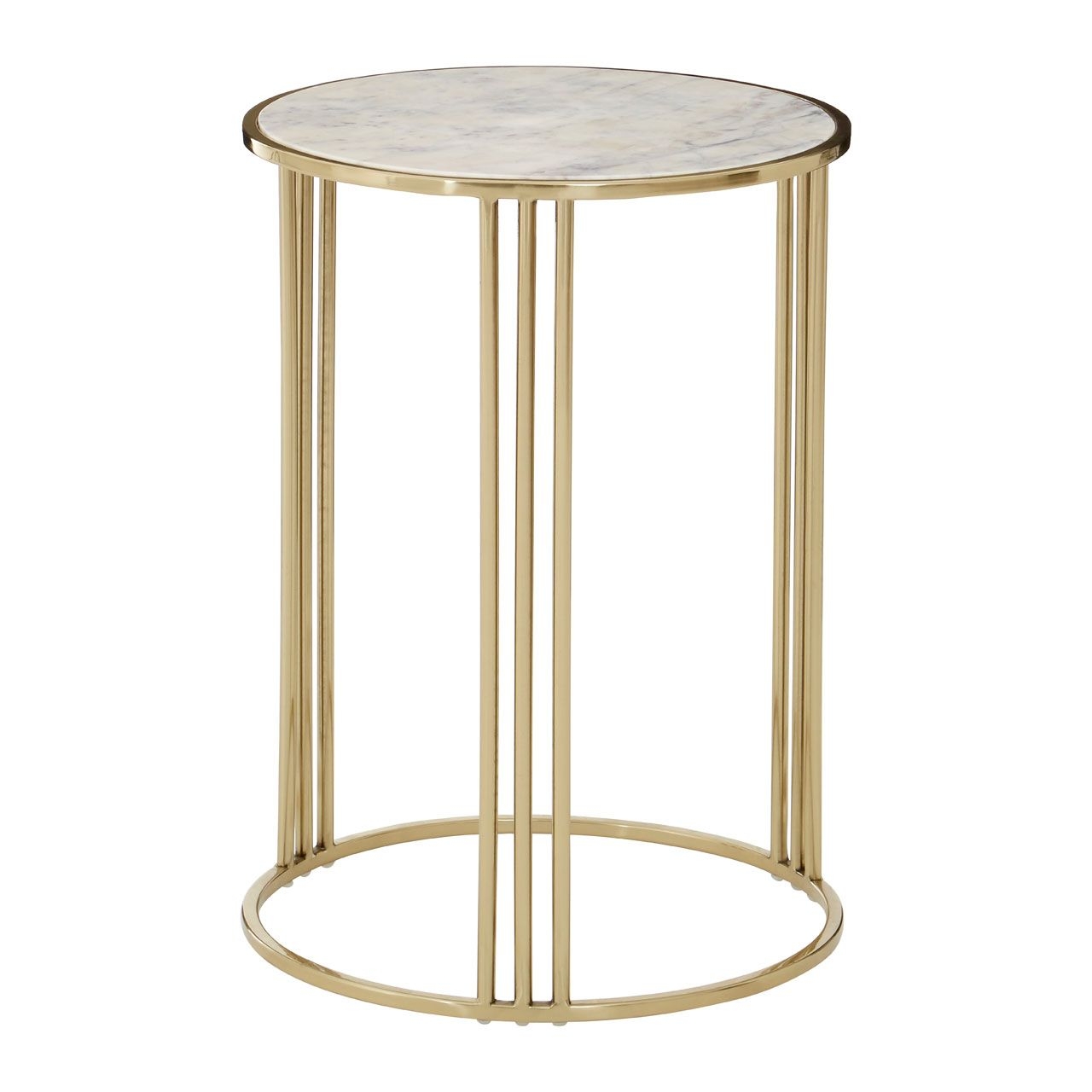 Maddox Round Marble Top Side Table With Gold Metal Frame