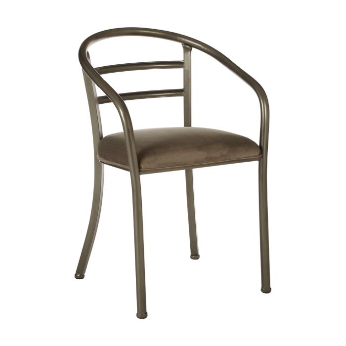 New Foundry Metal Armchair With Curved Backrest In Matt Brown