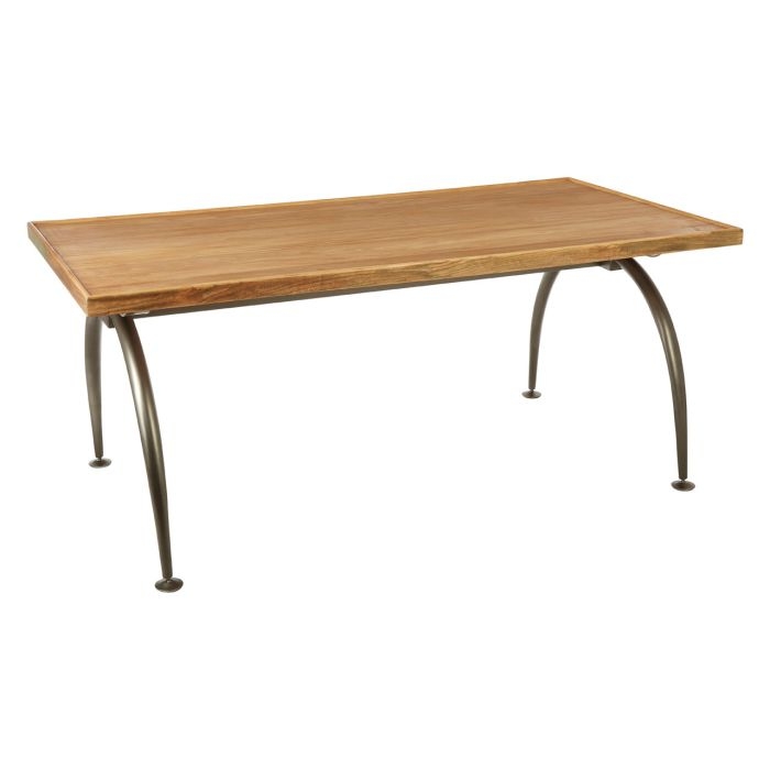 Neasden Rectangular Wooden Dining Table With Black Curved Iron Legs