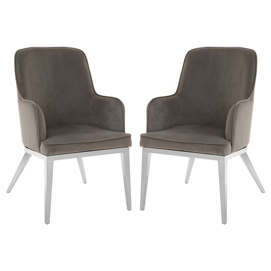 Enschede Grey Velvet Dining Chairs In Pair