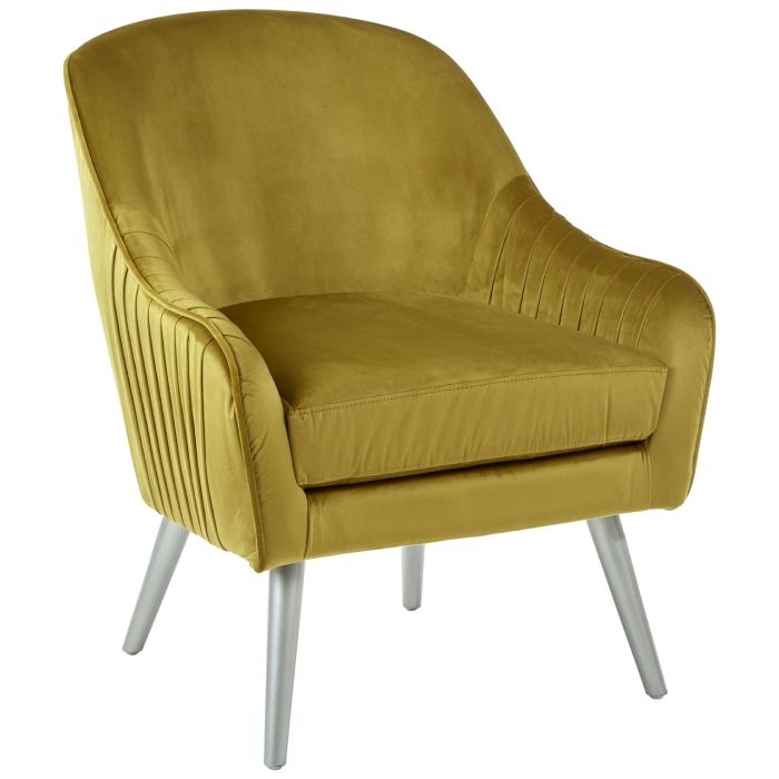 Lleida Velvet Upholstered Armchair In Mustard