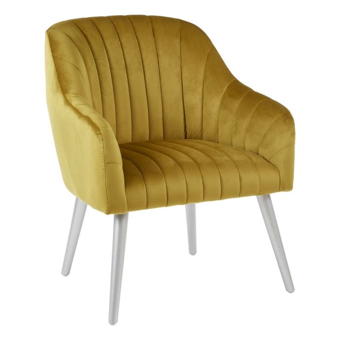 Lleida Fabric Upholstered Armchair In Mustard