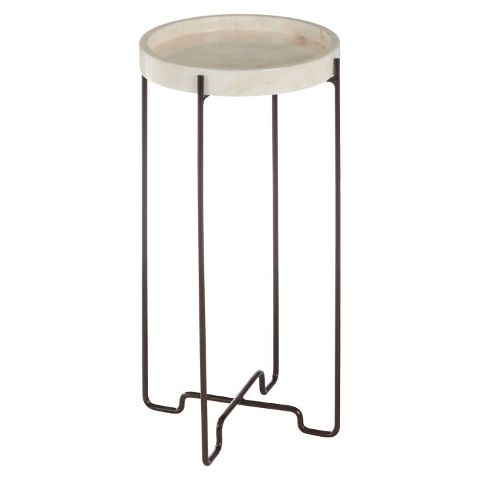 Ripley Round Onyx Stone Side Table In Natural With Black Frame