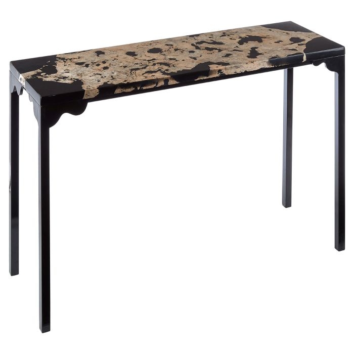 Ripley Cheese Stone Top Console Table With Black Metal Legs