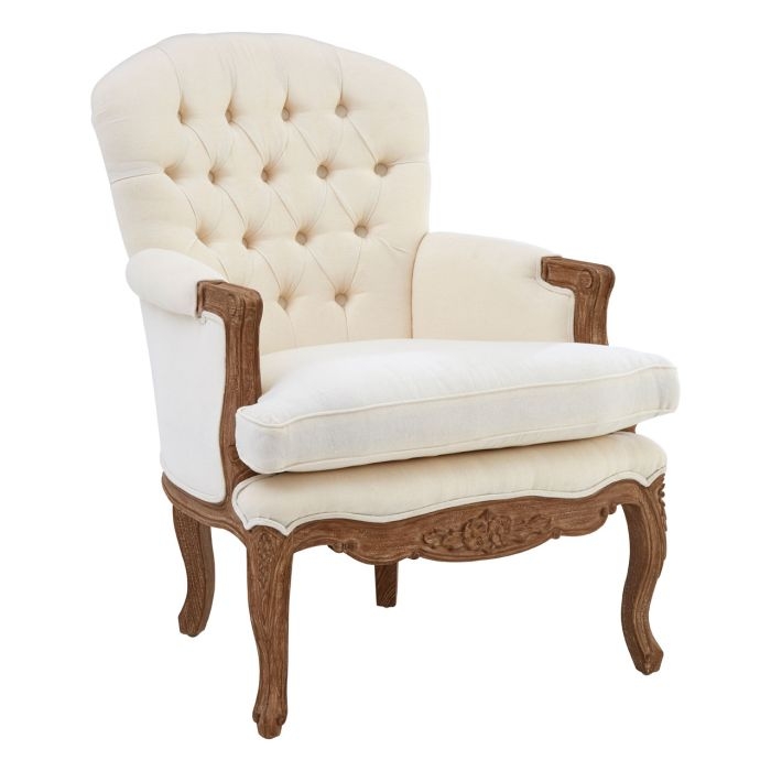Lankaran Cotton Fabric Upholstered Armchair In White