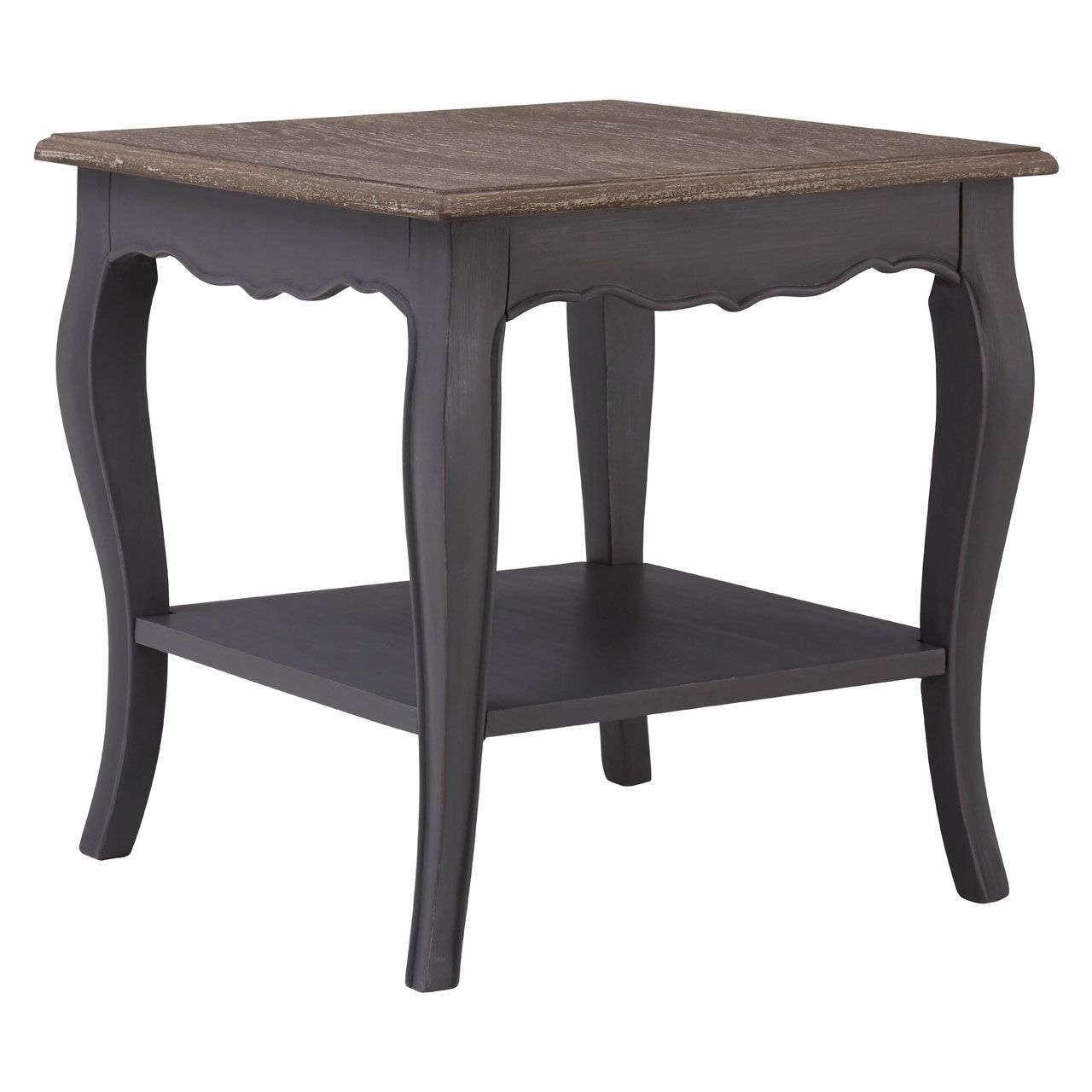 Loire Wooden Side Table In Dark Grey With 1 Shelf