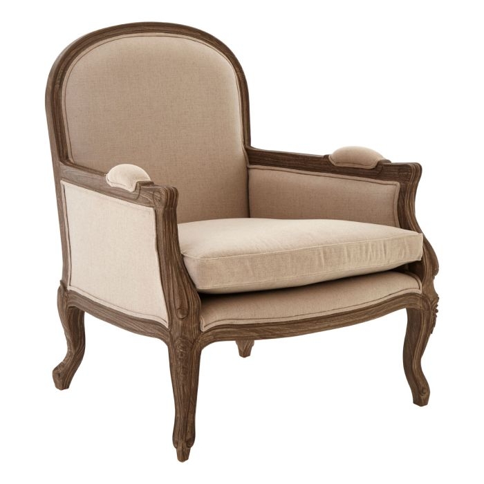 Lankaran Cotton Fabric Upholstered Armchair In Beige