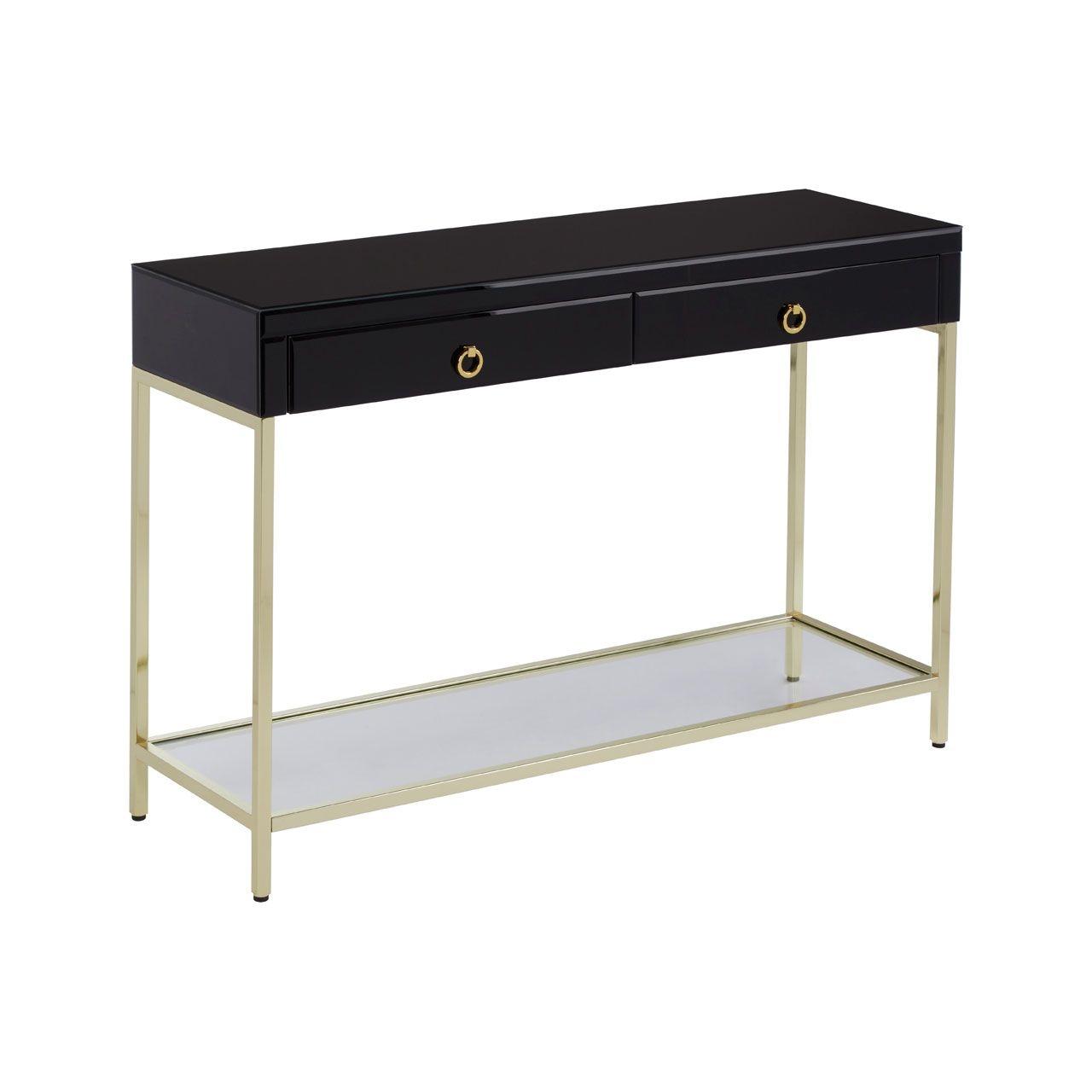 Kensington Townhouse Console Table In Black With 2 Drawers