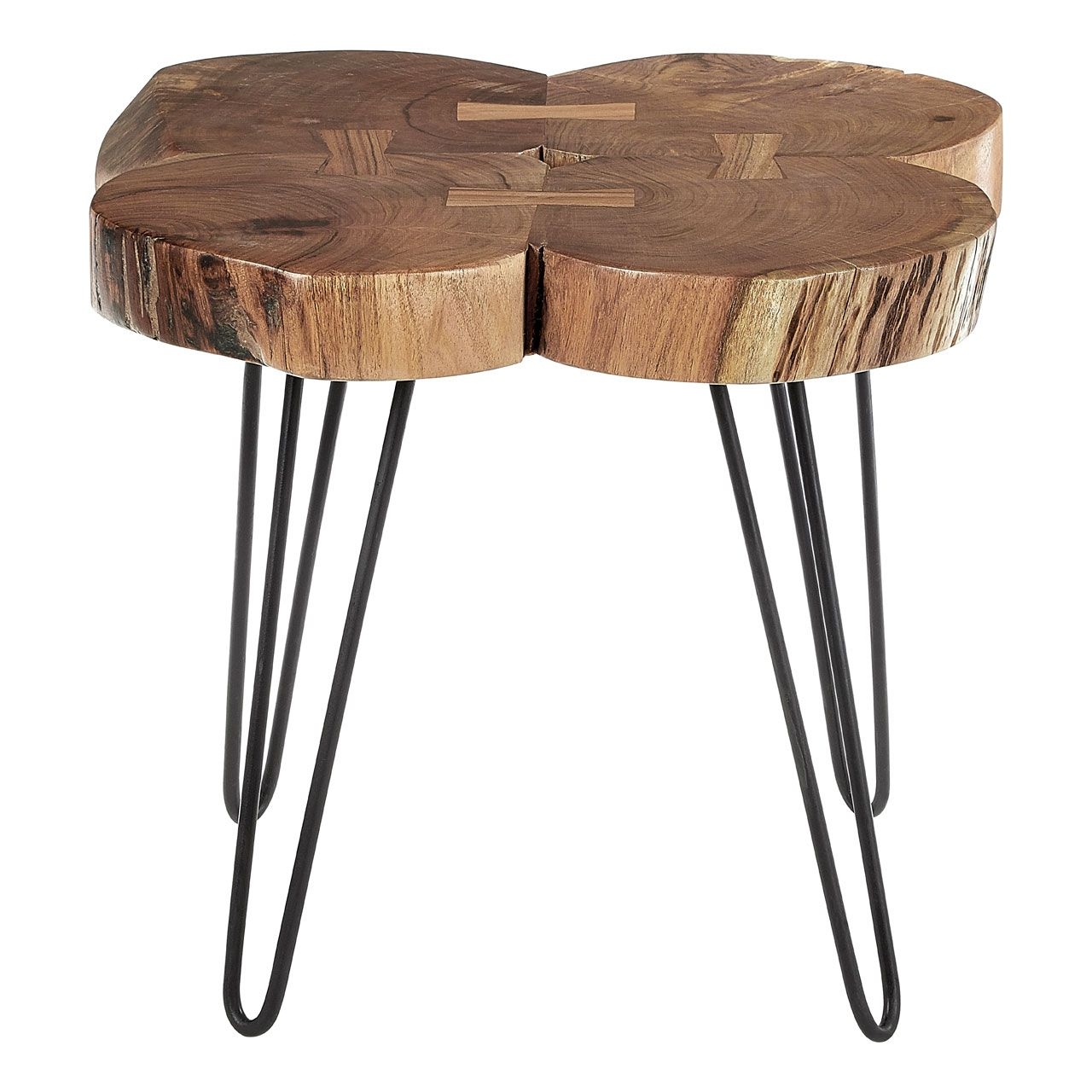 Nandri Wooden Side Table With Black Metal Legs