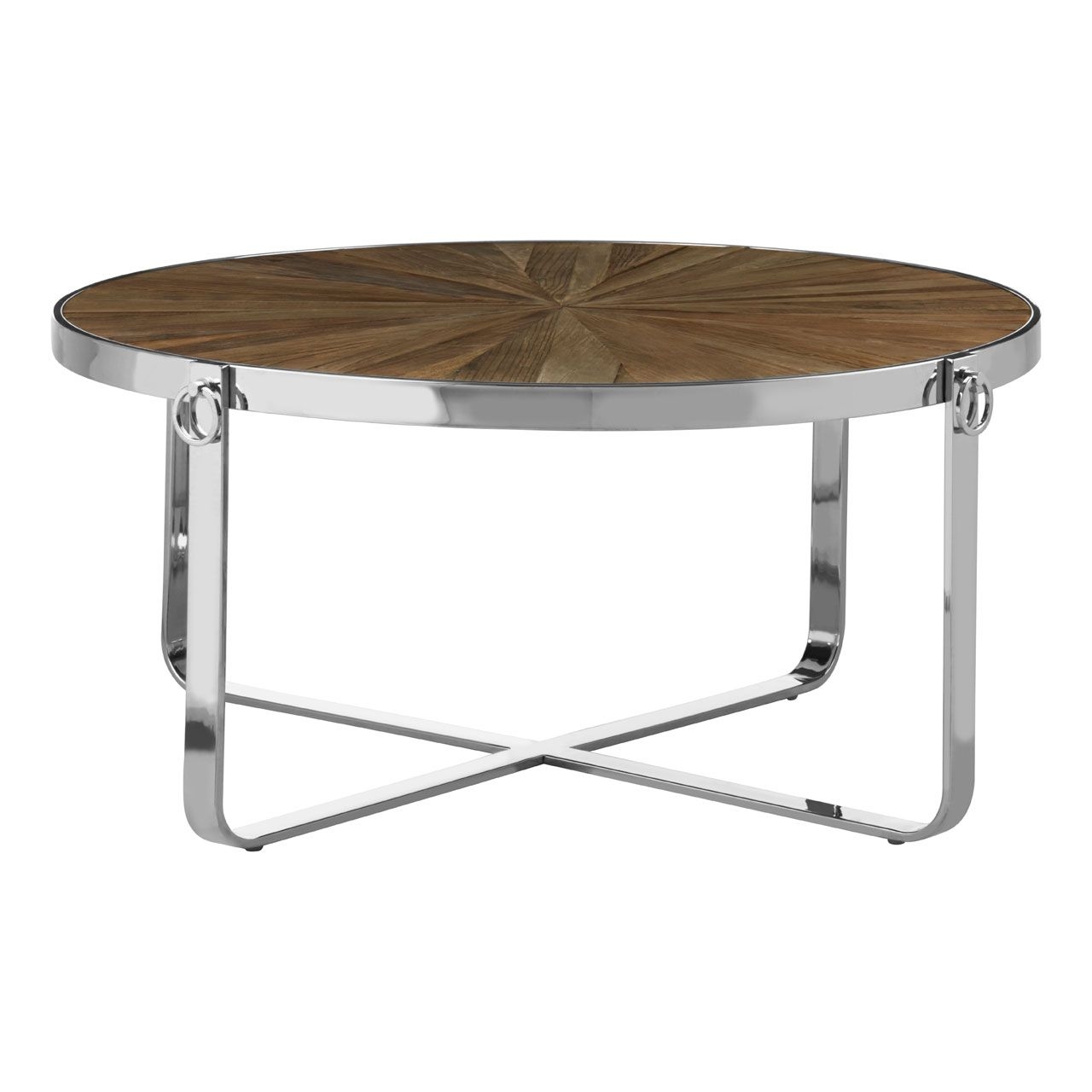 Mitra Wooden Coffee Table In Natural With Stainless Steel Base