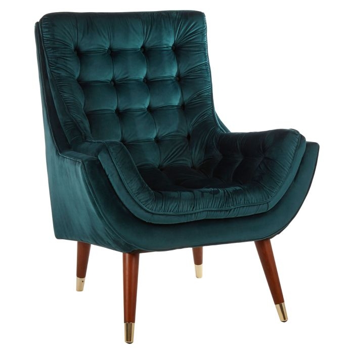 Vega Sumptuous Tufted Velvet Upholstered Armchair In Green