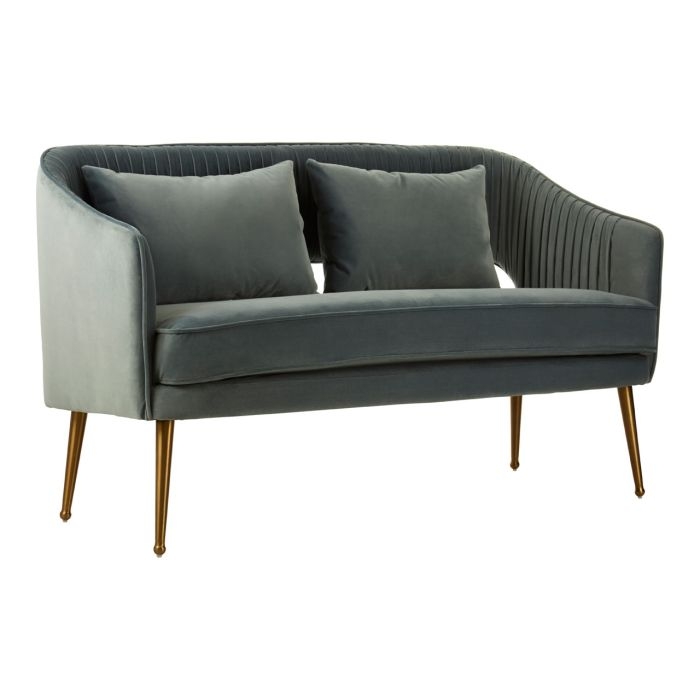 Herne Velvet Upholstered 2 Seater Sofa In Blue