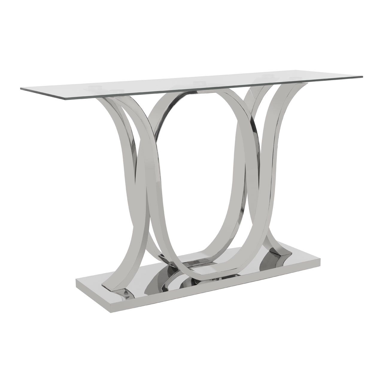 Allure Clear Glass Console Table With Chromed Metal Base