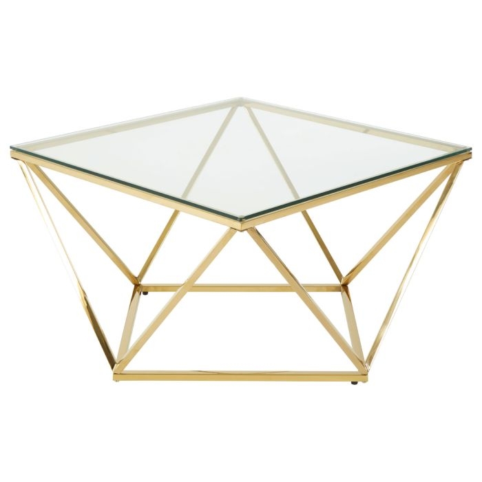 Alton Clear Glass Side Table With Gold Twist Design Metal Base