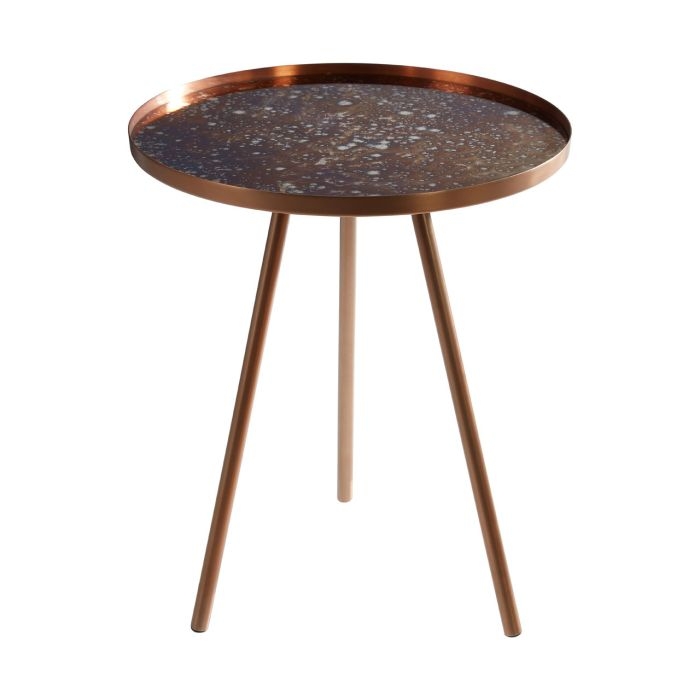 Cadfan Round Glass Top Side Table In Matte Copper