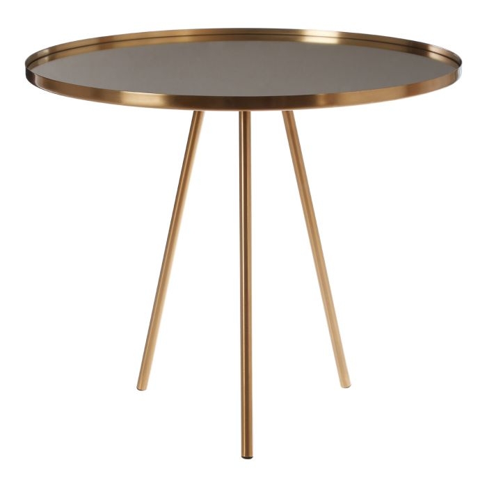 Cadfan Round Glass Top Side Table In Gold