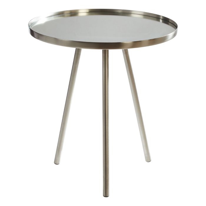 Cadfan Round Glass Top Side Table In Matte Nickel