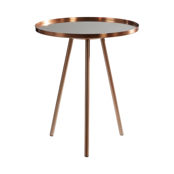 Cadfan Round Glass Top Side Table In Copper