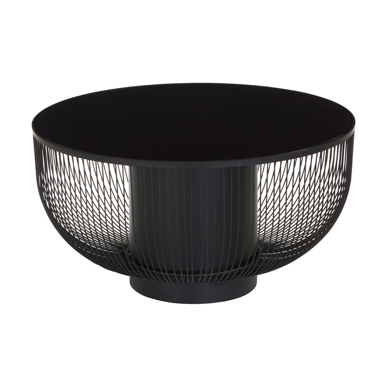 Trento Black Glass Top Coffee Table With Metal Base