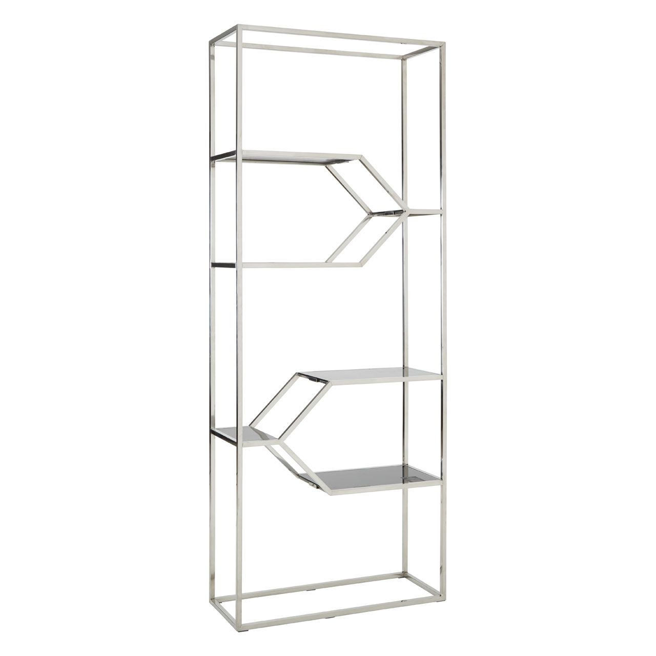Horizon Black Glass Shelves Bookcase In Silver