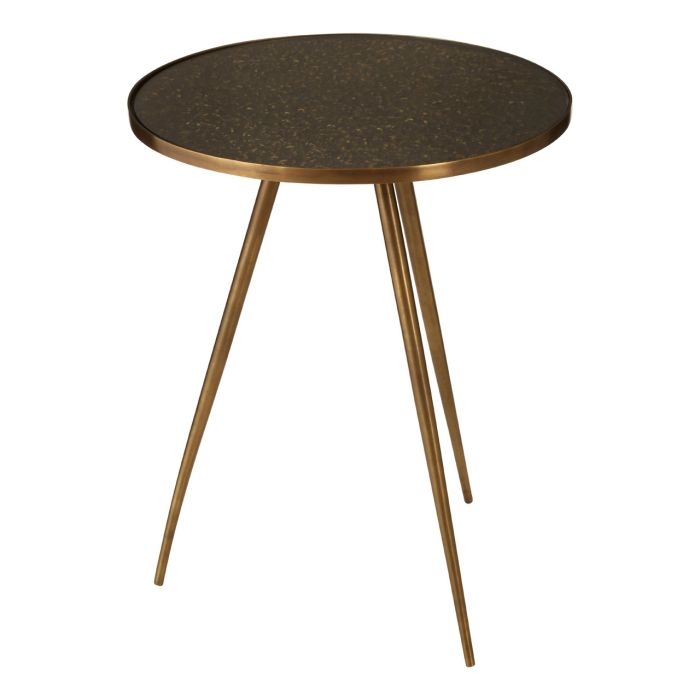 Avoch Round Glass Top Side Table With Antique Gold Metal Legs