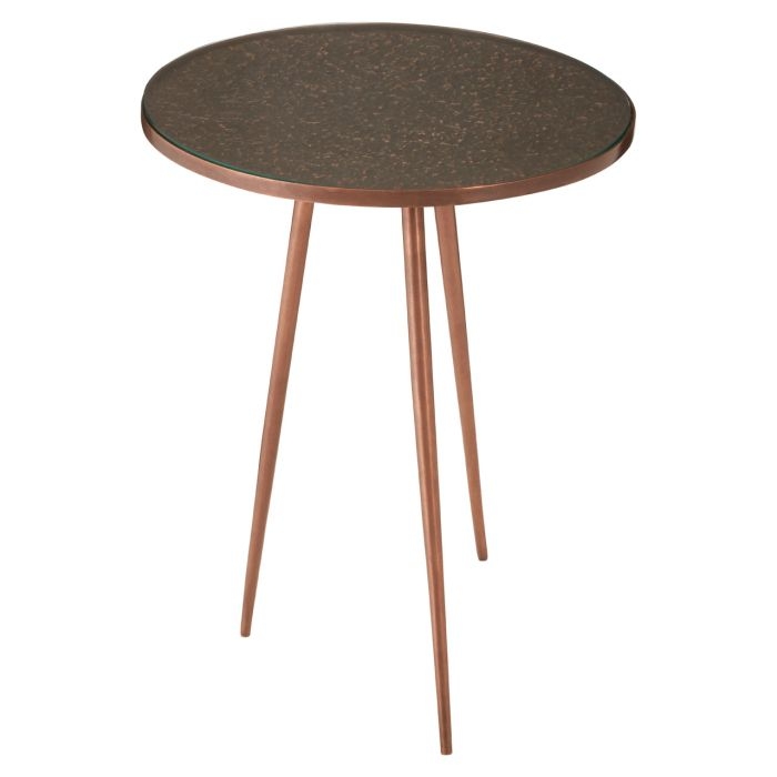 Avoch Round Glass Top Side Table With Copper Metal Legs
