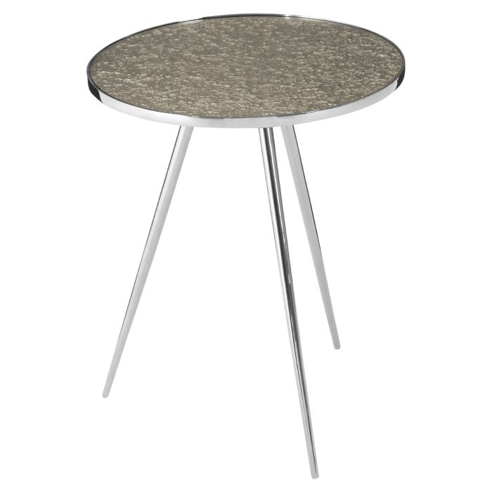 Avoch Round Glass Top Side Table With Polished Nickel Metal Legs