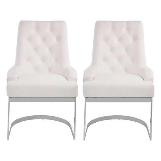 Amberley Ivory Linen Fabric Dining Chairs With Silver Frame In Pair