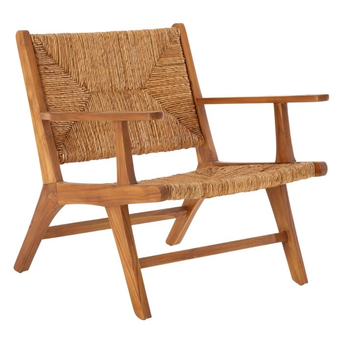 Lovina Rattan Armchair In Brown With Teak Wood Frame