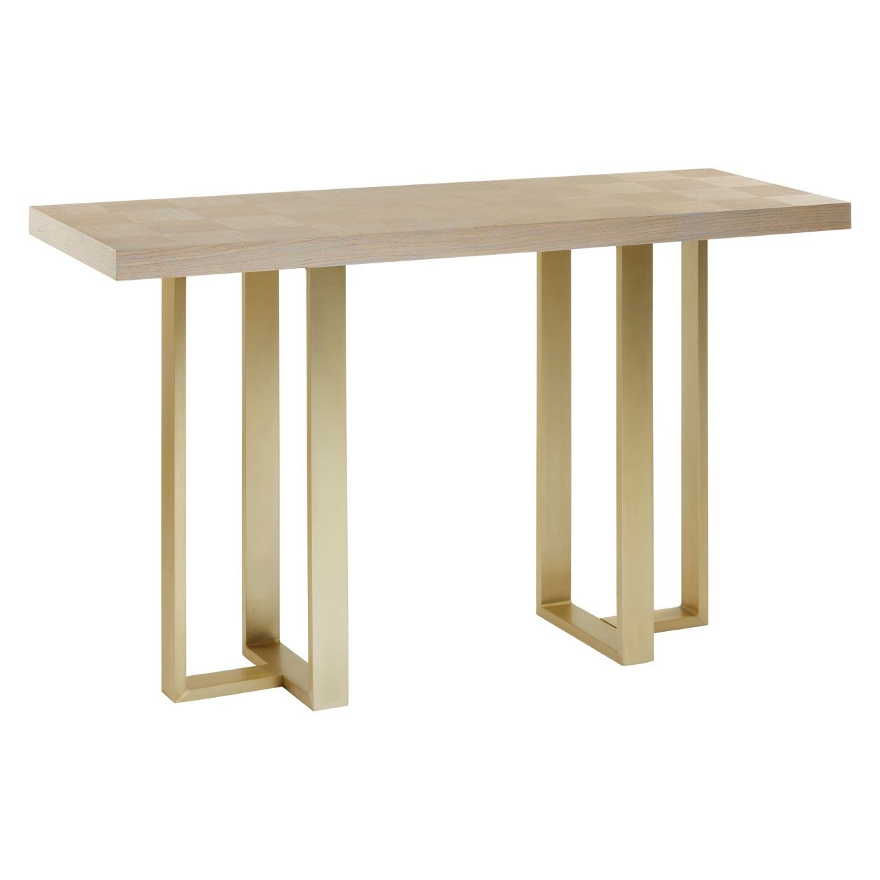 Villi Wooden Console Table In Light Oak With Gold Metal Legs