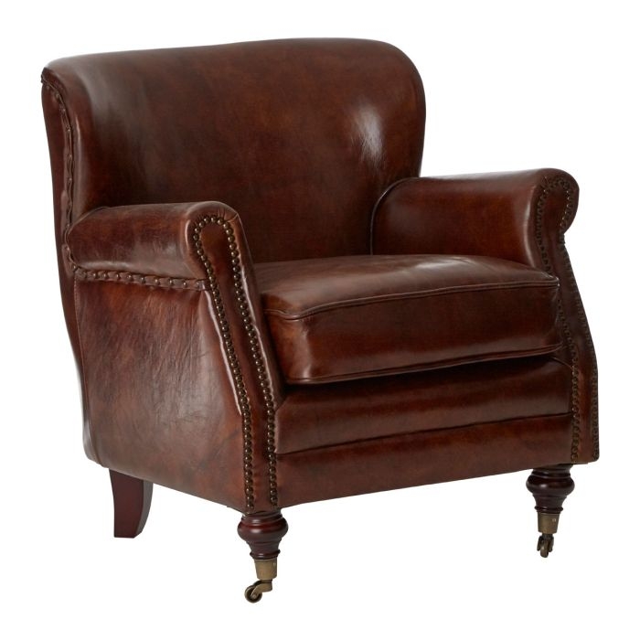 Victor Classic Genuine Leather Armchair In Mocha Brown