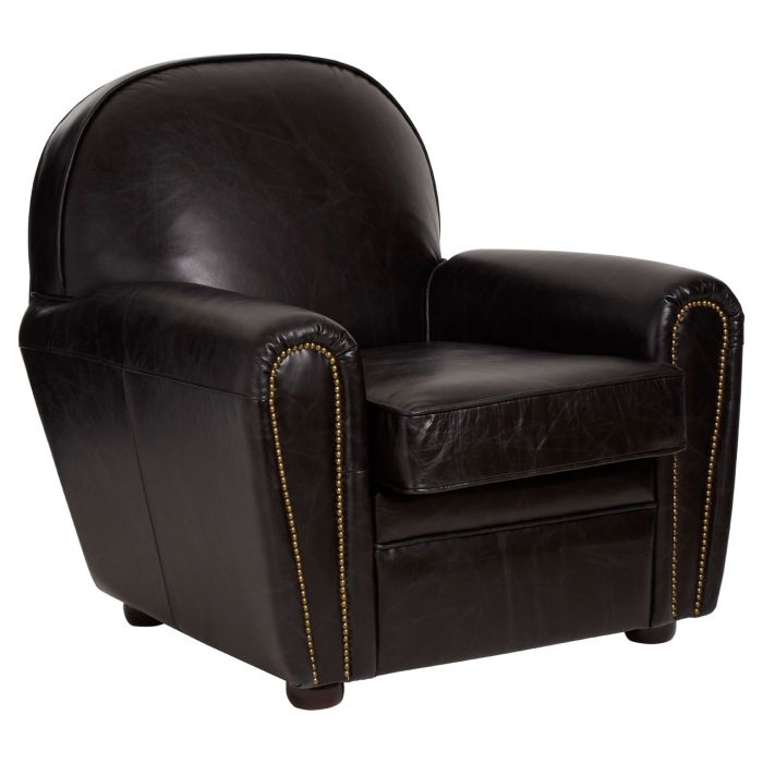 Victor Classic Genuine Leather Armchair In Black