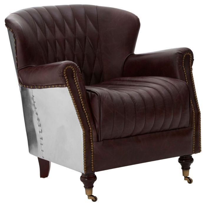 Victor Genuine Leather Armchair In Coffee