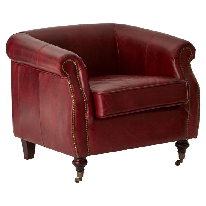 Victor Classic Genuine Leather Armchair In Red