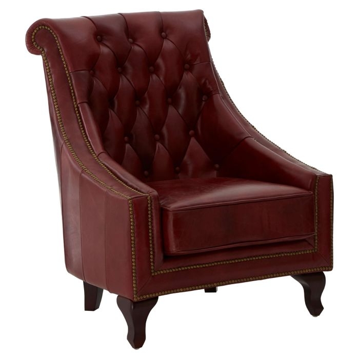 Victor Winged Genuine Leather Armchair In Red