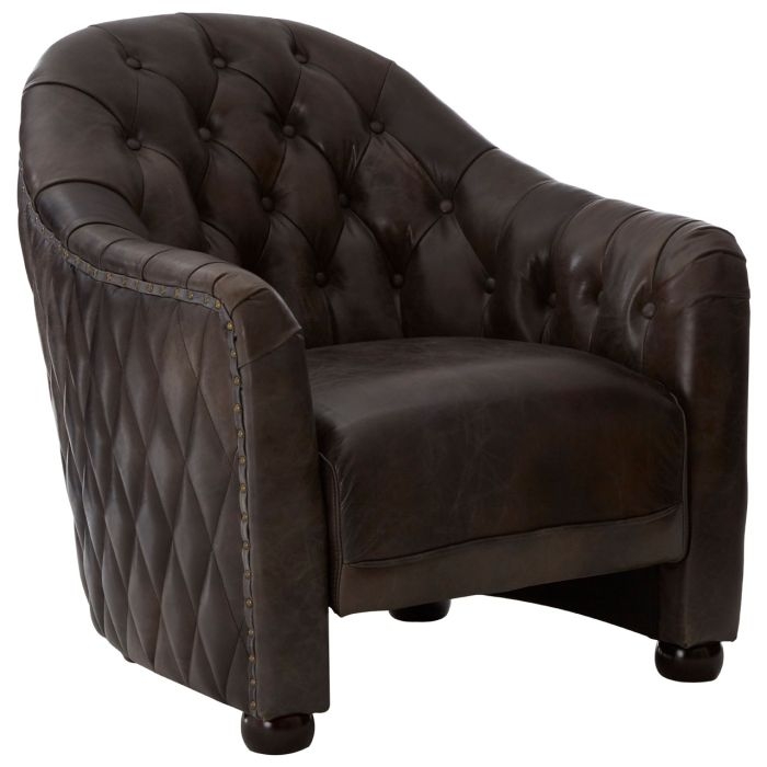 Victor Classic Genuine Leather Armchair In Grey