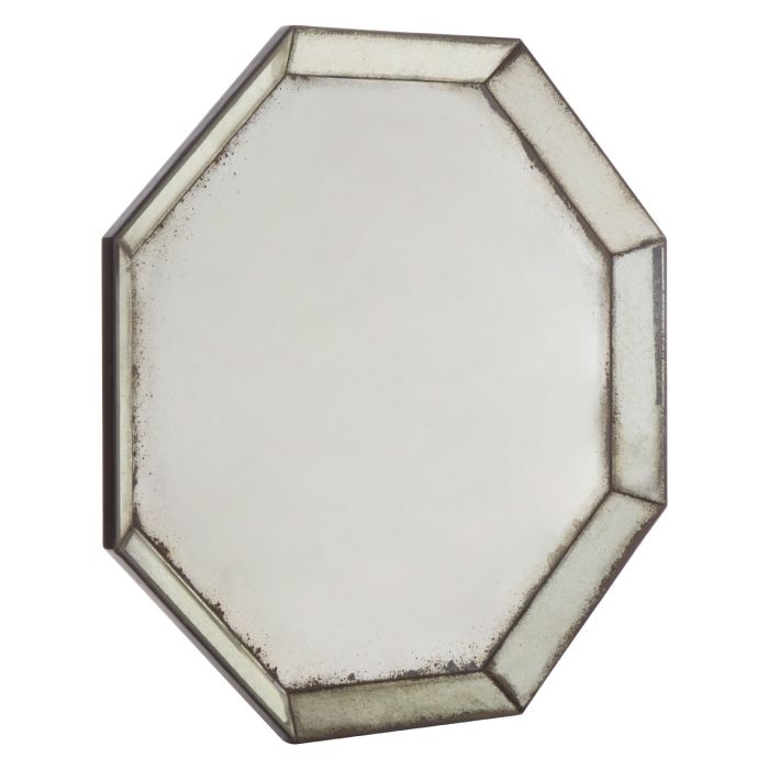 Rusper Octagonal Bevelled Wall Mirror In Antique Silver Frame