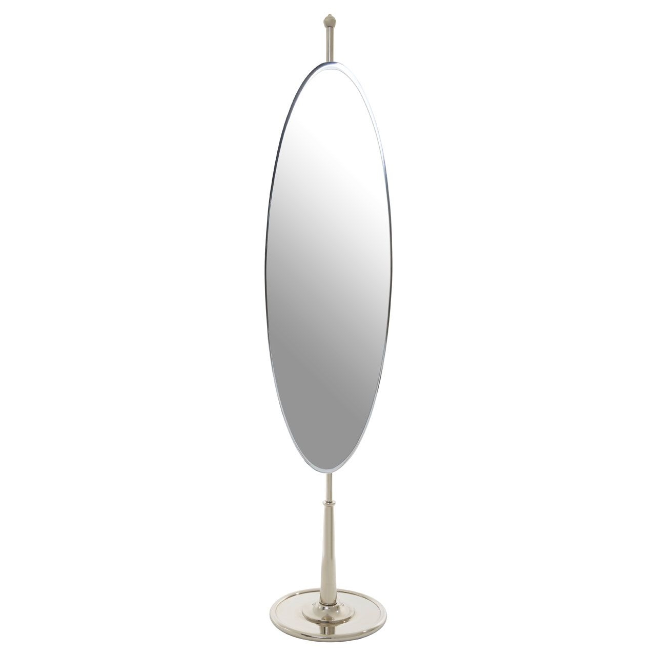 Kensington Oval Floor Standing Mirror In Nickel