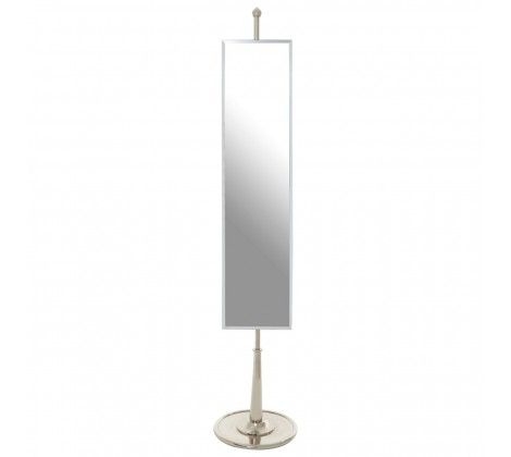 Kensington Rectangular Floor Standing Mirror In Nickel