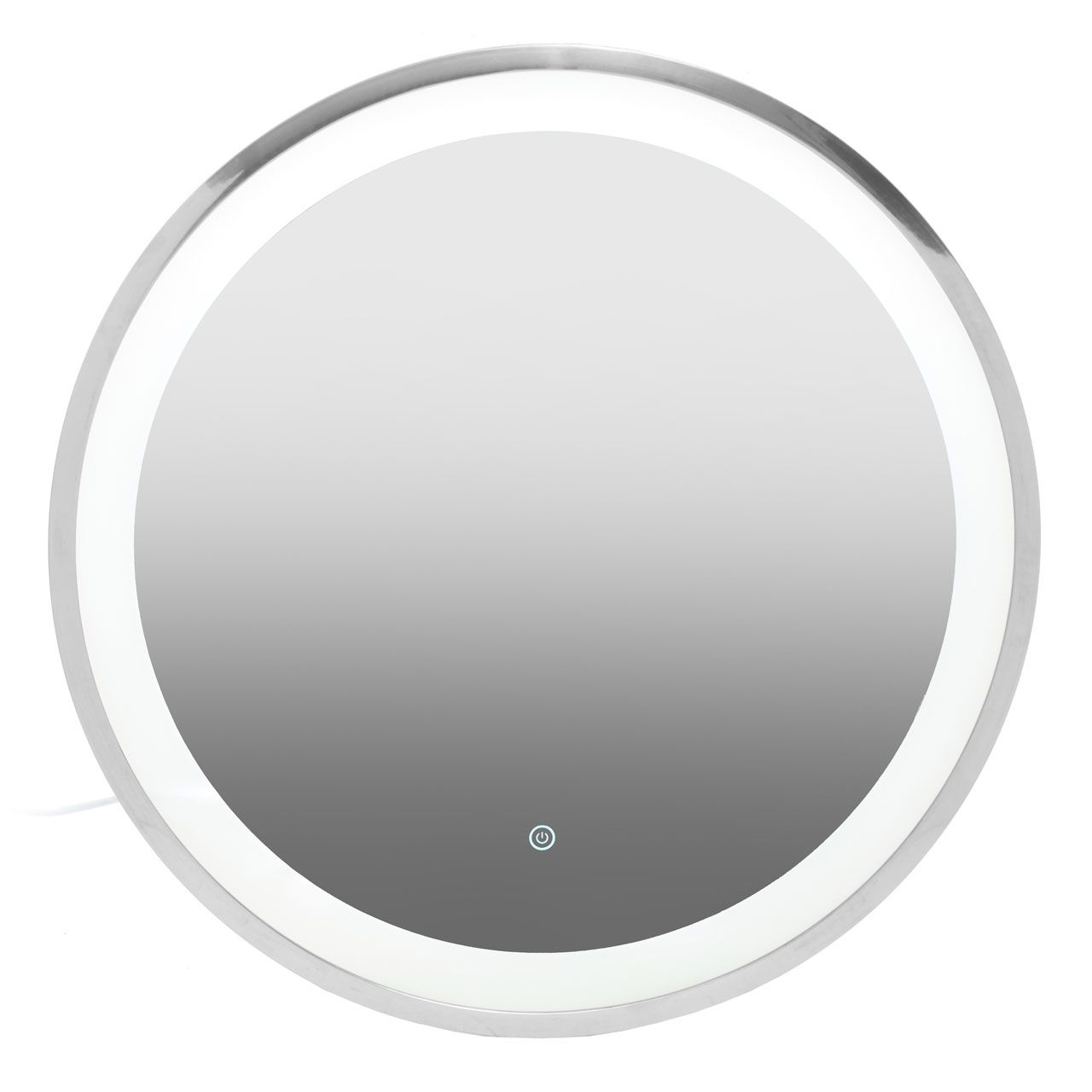 Avelino Round Illuminated Bathroom Mirror In Silver Frame