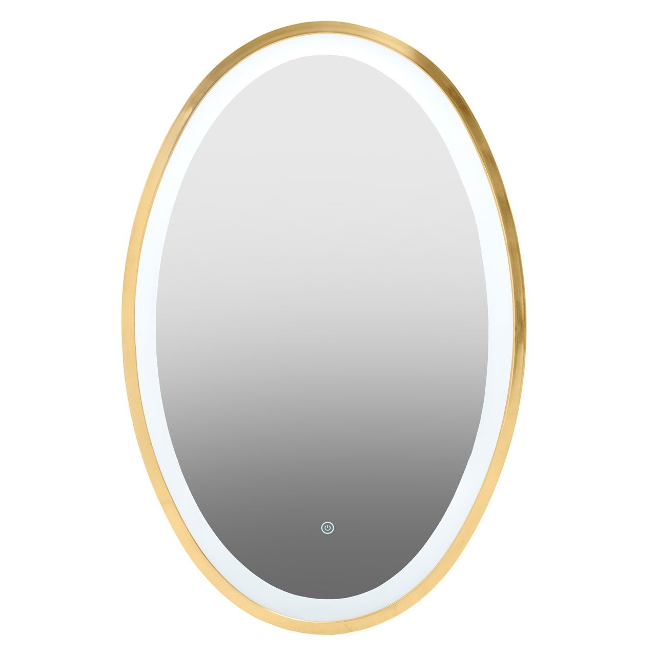 Avelino Oval Illuminated Bathroom Mirror In Gold Frame
