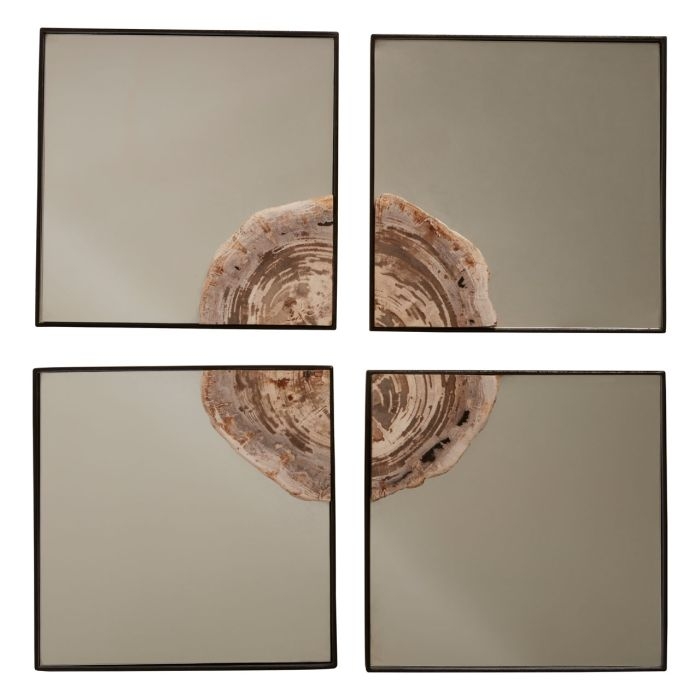 Ripley Square 4pcs Mosaic Effect Wall Mirror In Warm Silver Frame
